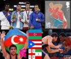 Ανδρικά freestyle 84 kg πόντιουμ, Σαρίφ Sharifov (Αζερμπαϊτζάν), Jaime Espinal (Πουέρτο Ρίκο), Dato Marsagishvili (γεωργία) και τον Ehsan Lashgari (Ιράν), Λονδίνο 2012